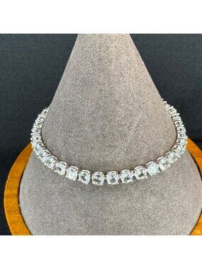 VTG Solid Sterling Silver 925 Cubic Zirconia Tennis Bracelet Size 7" Length
